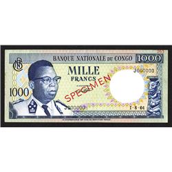 Banque Nationale du Congo, 1961 Issue.