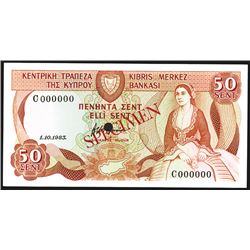 Central Bank of Cyprus, 1983 Issue Specimen.