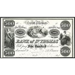 Bank of St.Thomas, 18xx (ca.1840-50's) Proof Banknote.