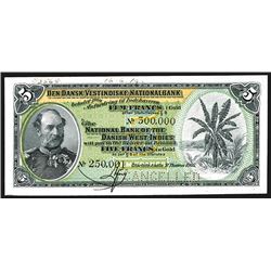 National Bank of the Danish West Indies 1905 Specimen Banknote.