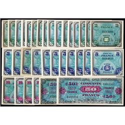 Allied Military Currency, 1944 Lot of 33 Notes.