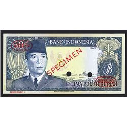 Bank Indonesia, 1960 Issue Specimen and Possible Color Trial Banknote.
