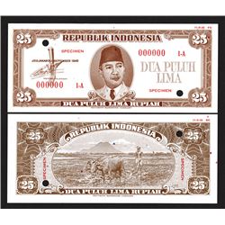 Republik Indonesia, 1948 Essay Banknote Specimen.