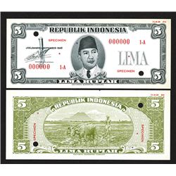 Republik Indonesia, 1948 Essay Banknote Specimen.