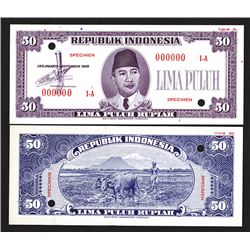 Republik Indonesia, 1948 Essay Banknote Specimen.