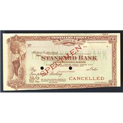 Standard Bank of South Africa, ND (ca.1920-30), Specimen Traveler's Check.