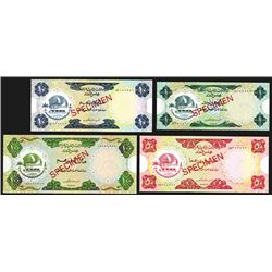 United Arab Emirates Currency Board, 1973; 1976 ND Issue, Specimen Set of 4 Notes.