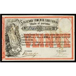 Sociedad Fomento Territorial, 1868 Issue Banknote.