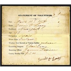 Civil War Bounty receipt