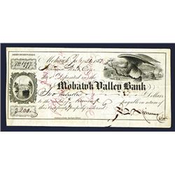 Spinner Autograph on 1853 Mohawk Valley Bank Certificate of Deposit.