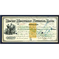 Rocky Mountain National Bank, 1872 Revenue Imprint RN-Q1 on Certificate of Deposit.