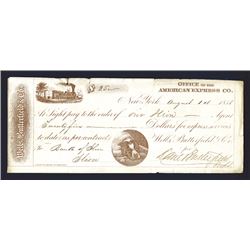 Wells, Butterfield & Co - Office of the American Express Co Check with Daniel Butterfield Autograph