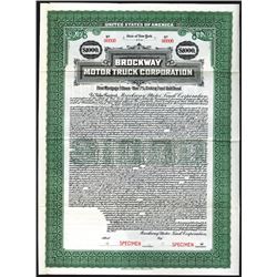 Brockway Motor Truck Corp. 1922 Specimen Bond.