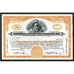 American Austin Car Co., ND (ca.1920-40) Specimen Stock Certificate.