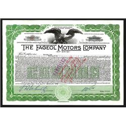 Fageol Motors Company (of Ohio), 1925 Stock Certificate.