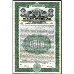 Willys-Overland Co. 1923 Specimen Bond.