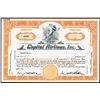 Image 1 : Capital Airlines, Inc. 1950-60's Specimen Stock Certificate.