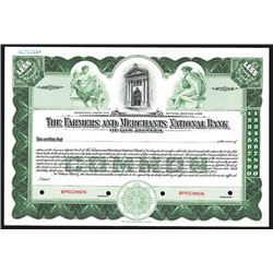 Farmers and Merchants National Bank of Los Angeles, 1935 Specimen Stock Certificate.