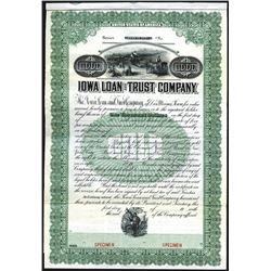 Iowa Loan and Trust Co., ca.1900 Specimen Bond.