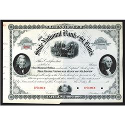 State National Bank of St. Louis, Charter# 5172, ca.1900 Specimen Stock Certificate.