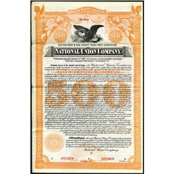 National Union Co., 1891 Specimen Bond.