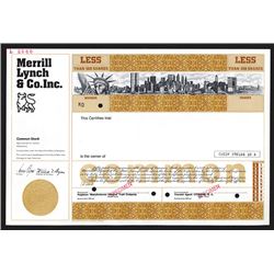 Merrill Lynch & Co. 1971-80 Specimen Stock Certificate.