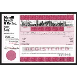 Merrill Lynch & Co. 1982 Specimen Bond.