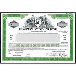 European Investment Bank 1986 Specimen Registered Bond.