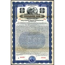 Consolidated Cigar Co. 1926 Specimen Bond.