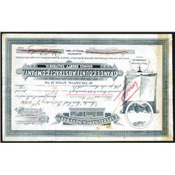 Orange County Abstract Co., 1890 Issued Stock Certificate.