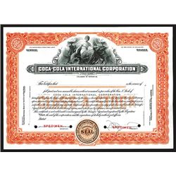 Coca-Cola International Corp. ND (ca.1920-40's) Specimen Stock Certificate.