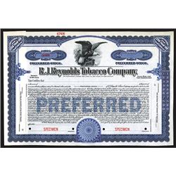 R.J. Reynolds Tobacco Co. ND, (ca.1910-20's) Specimen Stock Certificate.