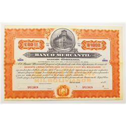 Banco Mercantil 1909 Specimen Bond.