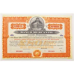 Banco Mercantil 1909 Specimen Bond.