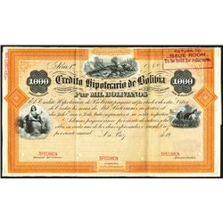 Credito Hipotecario De Bolivia Bond Specimen Bond.