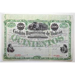 Credito Hipotecario de Bolivia. 500 Bolivianos, 19xx ca.1900.