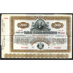 Caja de Credito Hipotecario 1900 Specimen Bond.