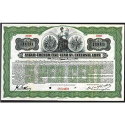 Anglo-French Five-Year 5% External Loan Specimen Bond.