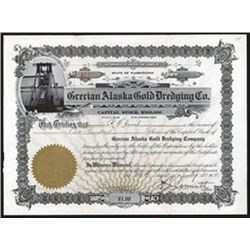 Grecian Alaska Gold Dredging Company Stock Certificate.