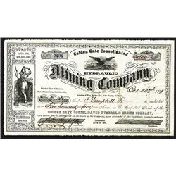 Golden Gate Hydraulic Mining Company, 1878 Stock Certificate.