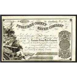 Tuolumne County Water Company Issued Shares. 1858.