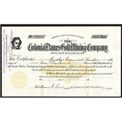 Colonial Dames Gold Mining Co., 1901 Stock Certificate.