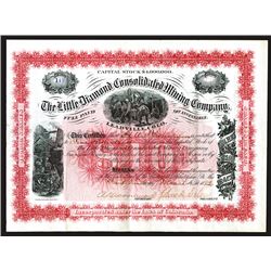 Little Diamond Consolidated Mining Co. 1882 Stock Certificate.
