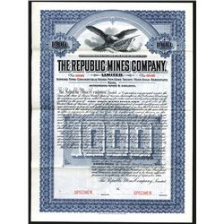 Republic Mines Co. Ltd., 1906 Specimen Bond.