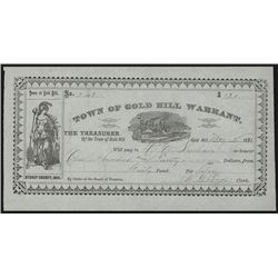 Town of Gold Hill Warrant or Bearer Scrip Note, Nevada.