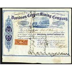 Davidson Copper Mining Co. 1867 Stock Certificate