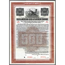 South American Gold Platinum Co. 1916 Specimen Bond.