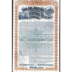 Los Angeles Consolidated Electric Railway Company, 1892 Issued 6% Gold Bond.