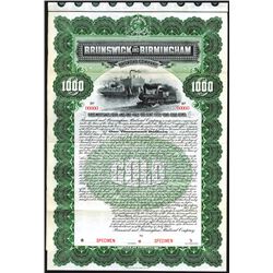 Brunswick and Birmingham Railroad Co. Bond.