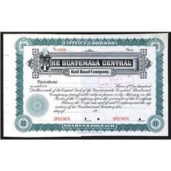 Guatemala Central Rail Road Co., ca. 1900, Specimen Stock Certificate.